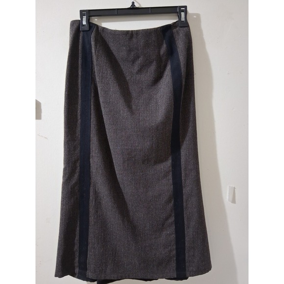 Annette Görtz Billy Brown Pinstripe Midi Skirt Contrast Stripe Size 34 NEW - Picture 1 of 7